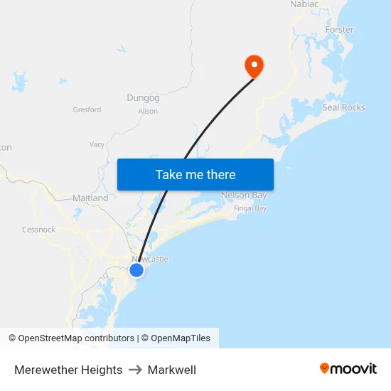 Merewether Heights to Markwell map
