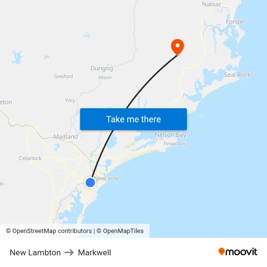 New Lambton to Markwell map