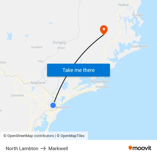 North Lambton to Markwell map