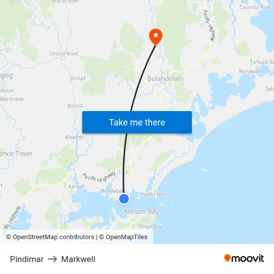 Pindimar to Markwell map