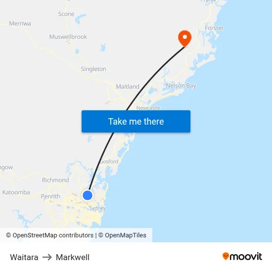 Waitara to Markwell map