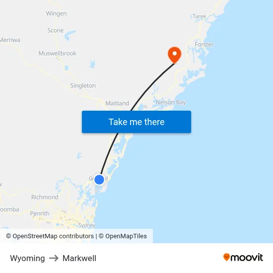 Wyoming to Markwell map