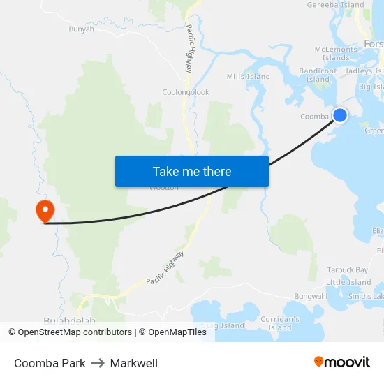 Coomba Park to Markwell map