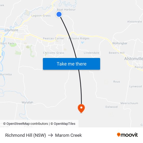 Richmond Hill (NSW) to Marom Creek map