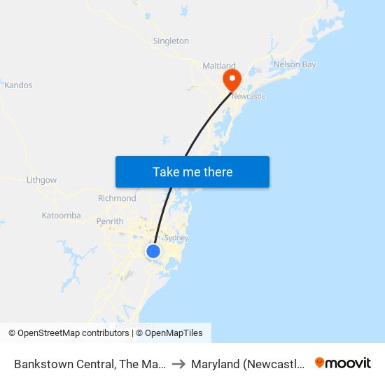 Bankstown Central, The Mall, Stand C to Maryland (Newcastle - NSW) map