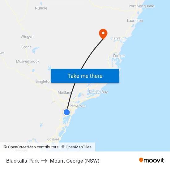 Blackalls Park to Mount George (NSW) map