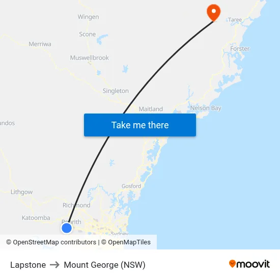 Lapstone to Mount George (NSW) map