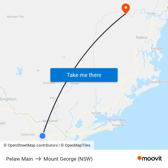 Pelaw Main to Mount George (NSW) map