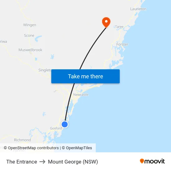 The Entrance to Mount George (NSW) map