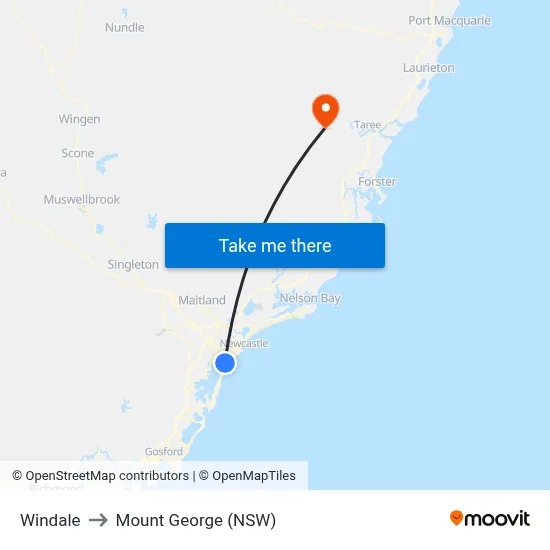 Windale to Mount George (NSW) map