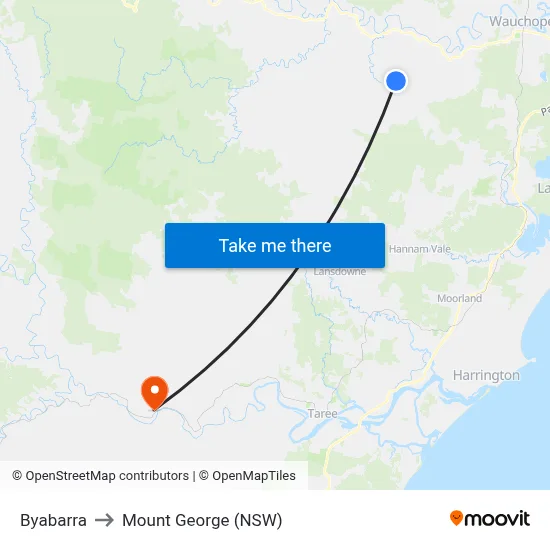 Byabarra to Mount George (NSW) map