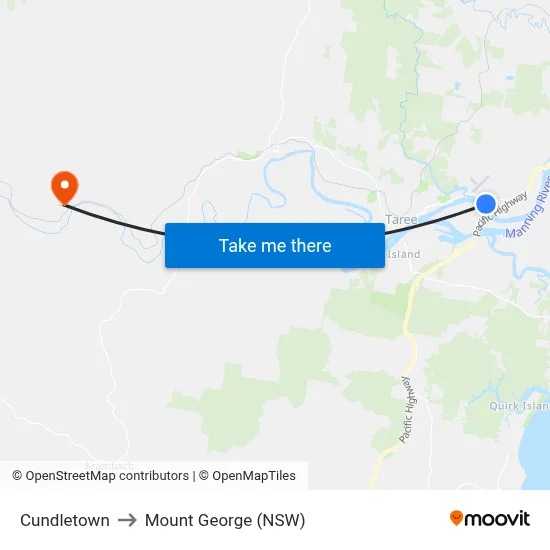 Cundletown to Mount George (NSW) map