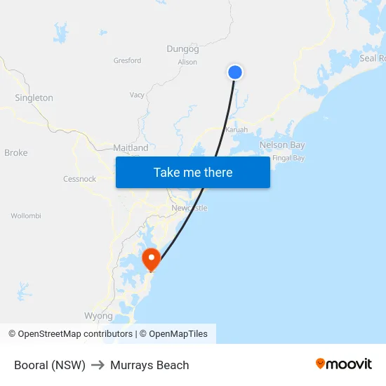 Booral (NSW) to Murrays Beach map