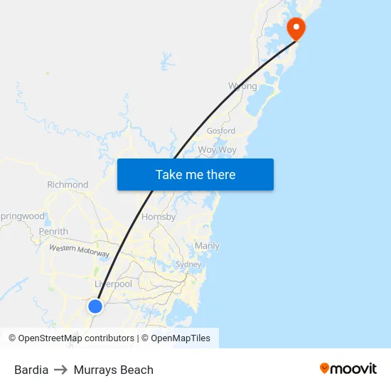 Bardia to Murrays Beach map