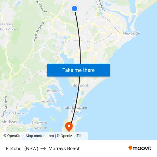 Fletcher (NSW) to Murrays Beach map