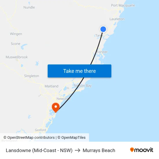 Lansdowne (Mid-Coast - NSW) to Murrays Beach map