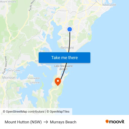 Mount Hutton (NSW) to Murrays Beach map