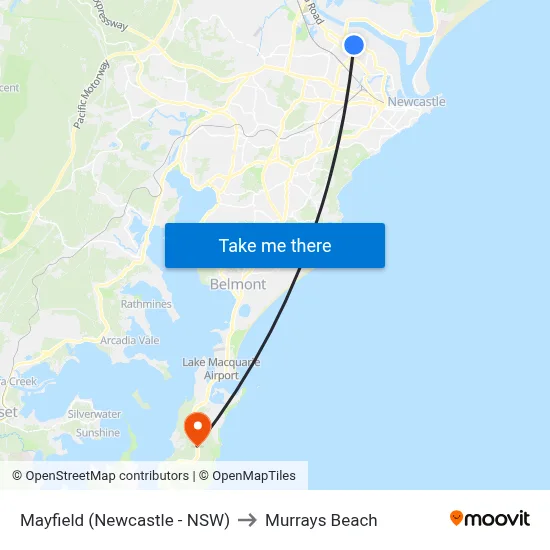 Mayfield (Newcastle - NSW) to Murrays Beach map
