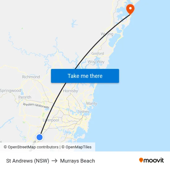 St Andrews (NSW) to Murrays Beach map