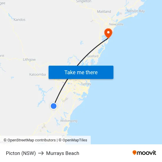 Picton (NSW) to Murrays Beach map