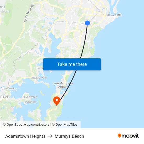 Adamstown Heights to Murrays Beach map