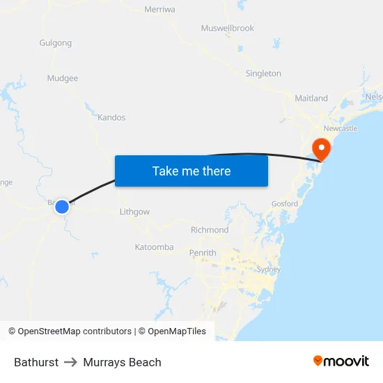 Bathurst to Murrays Beach map