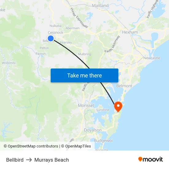 Bellbird to Murrays Beach map