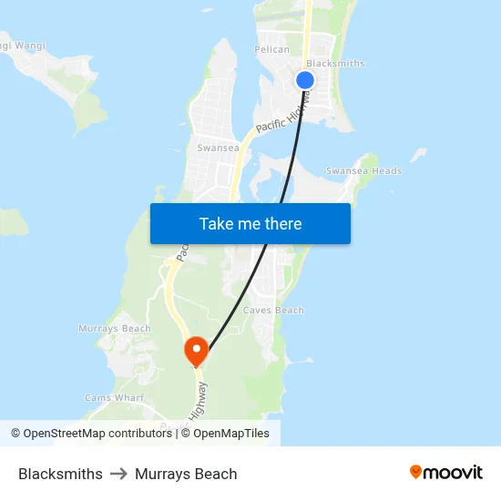 Blacksmiths to Murrays Beach map