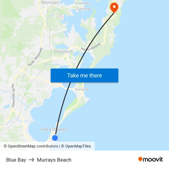 Blue Bay to Murrays Beach map
