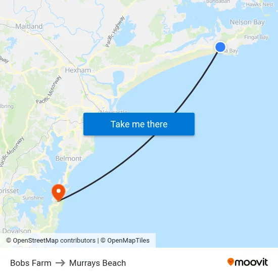 Bobs Farm to Murrays Beach map