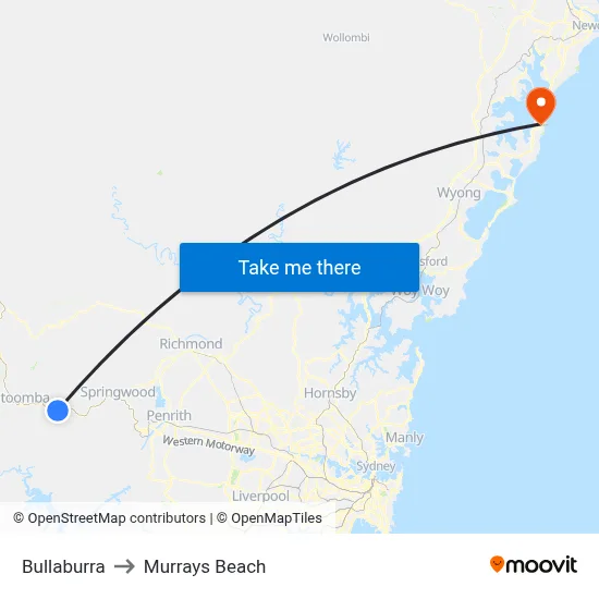 Bullaburra to Murrays Beach map