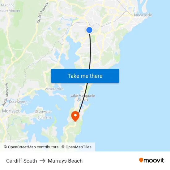 Cardiff South to Murrays Beach map