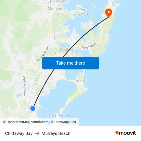 Chittaway Bay to Murrays Beach map