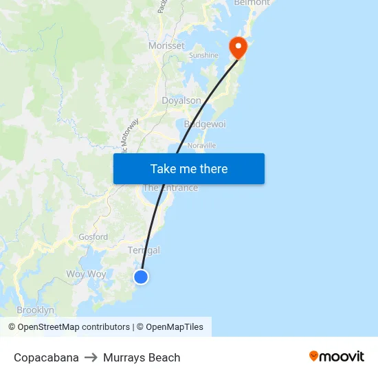 Copacabana to Murrays Beach map