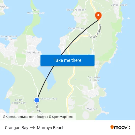 Crangan Bay to Murrays Beach map