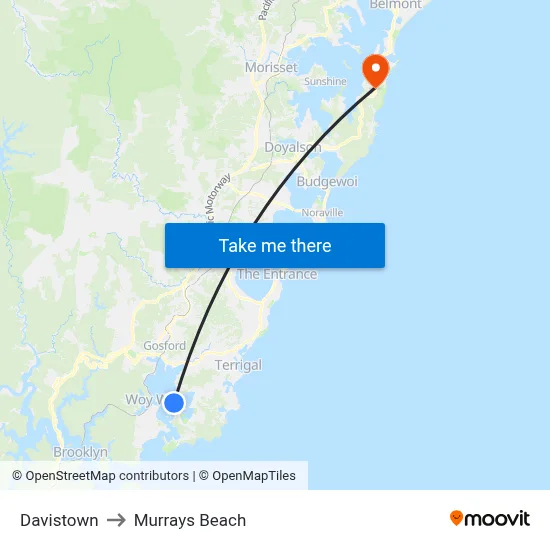Davistown to Murrays Beach map