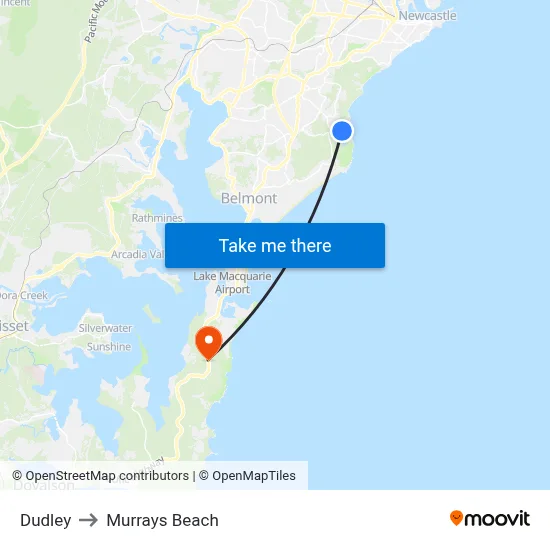 Dudley to Murrays Beach map