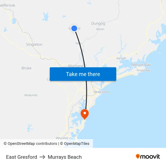 East Gresford to Murrays Beach map
