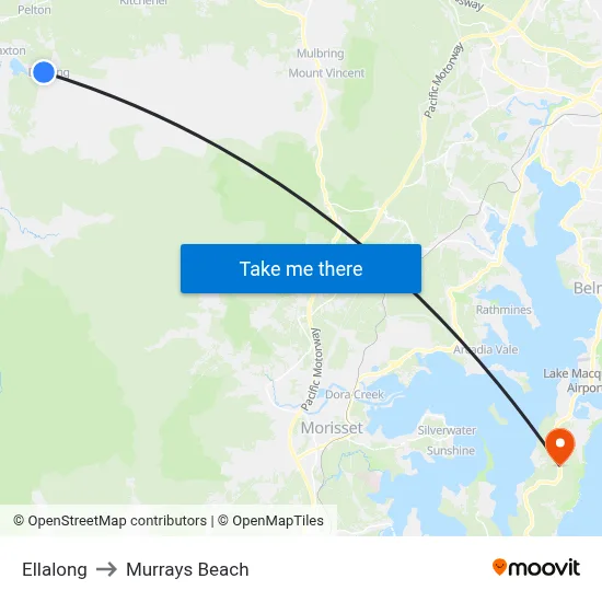Ellalong to Murrays Beach map