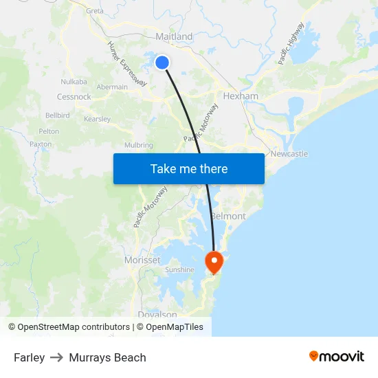 Farley to Murrays Beach map
