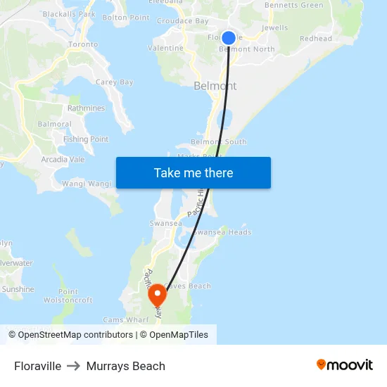 Floraville to Murrays Beach map