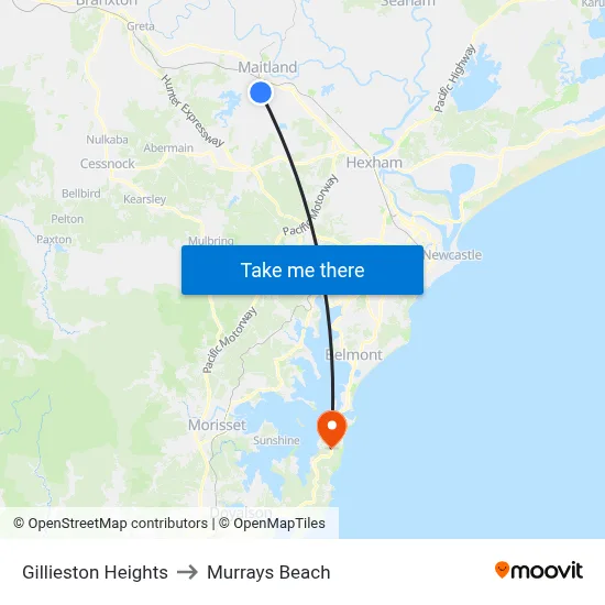Gillieston Heights to Murrays Beach map