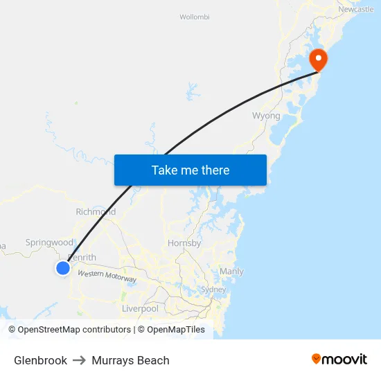 Glenbrook to Murrays Beach map