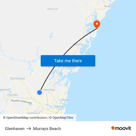 Glenhaven to Murrays Beach map