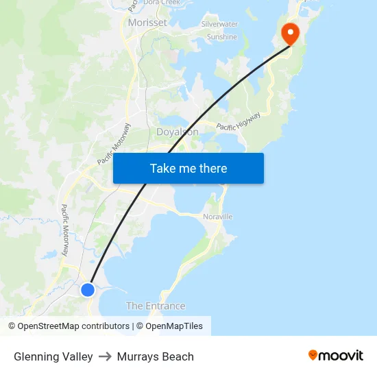 Glenning Valley to Murrays Beach map