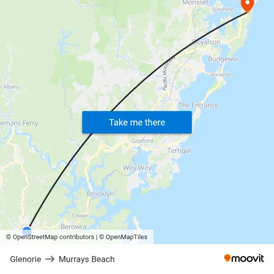 Glenorie to Murrays Beach map