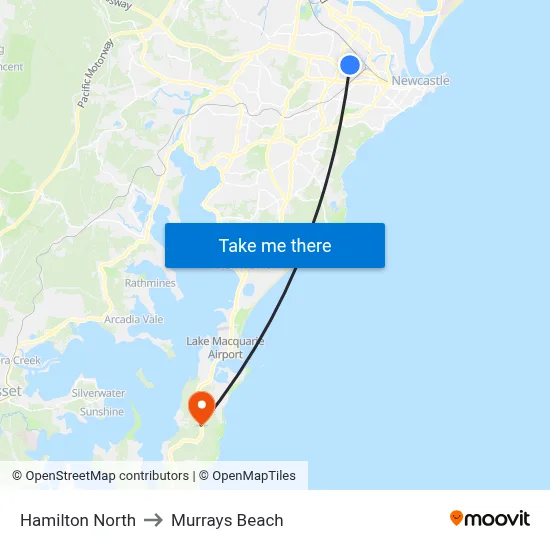 Hamilton North to Murrays Beach map