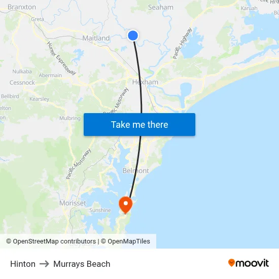 Hinton to Murrays Beach map