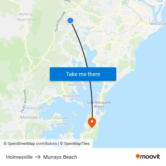 Holmesville to Murrays Beach map