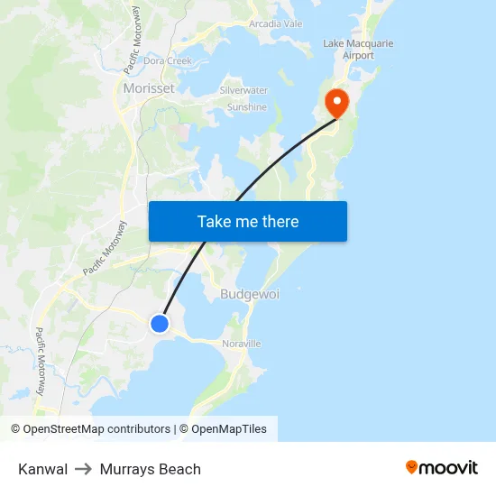 Kanwal to Murrays Beach map